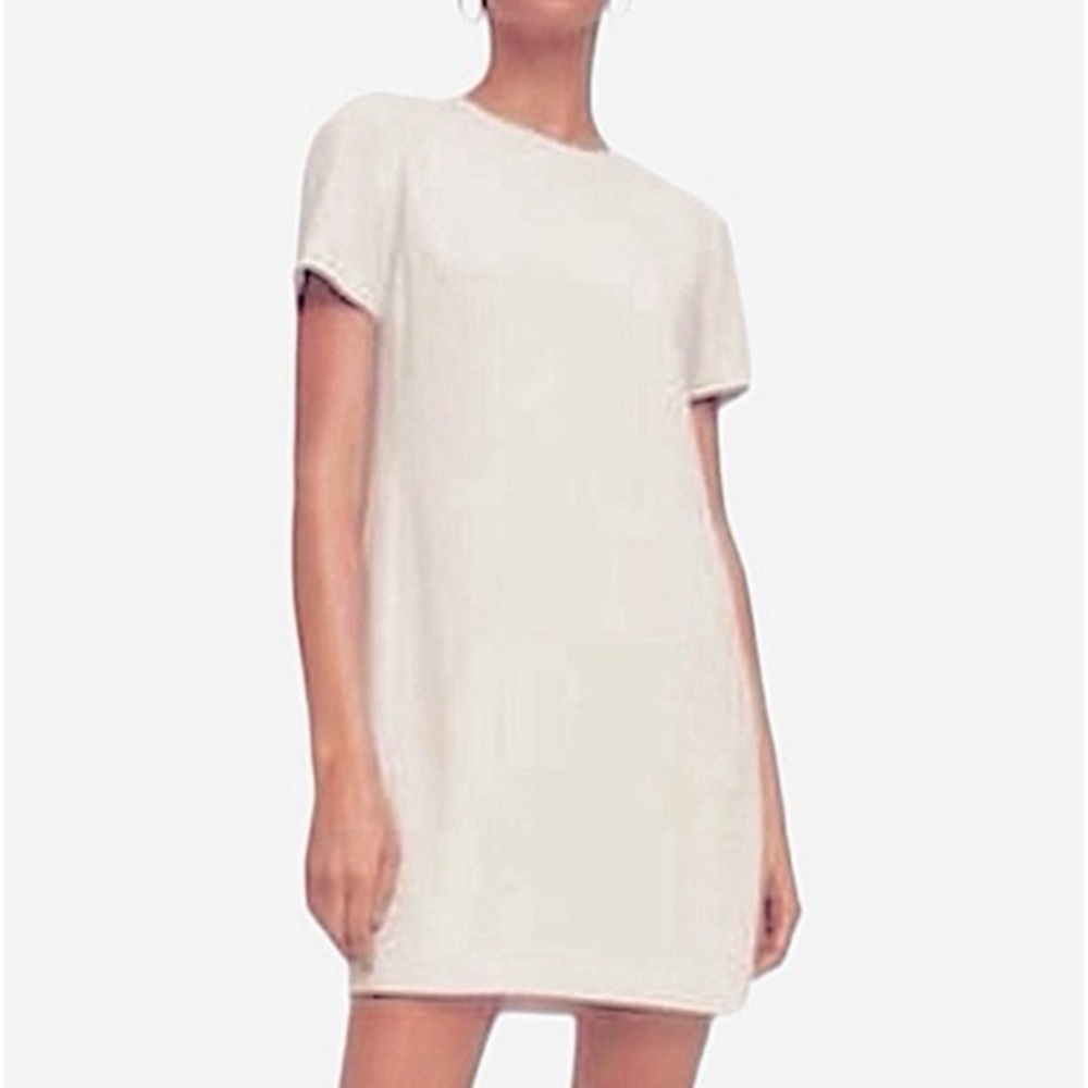 Aritzia Babaton Women Patricio Short Sleeve Pockets T-Shirt Dress Cream US 2